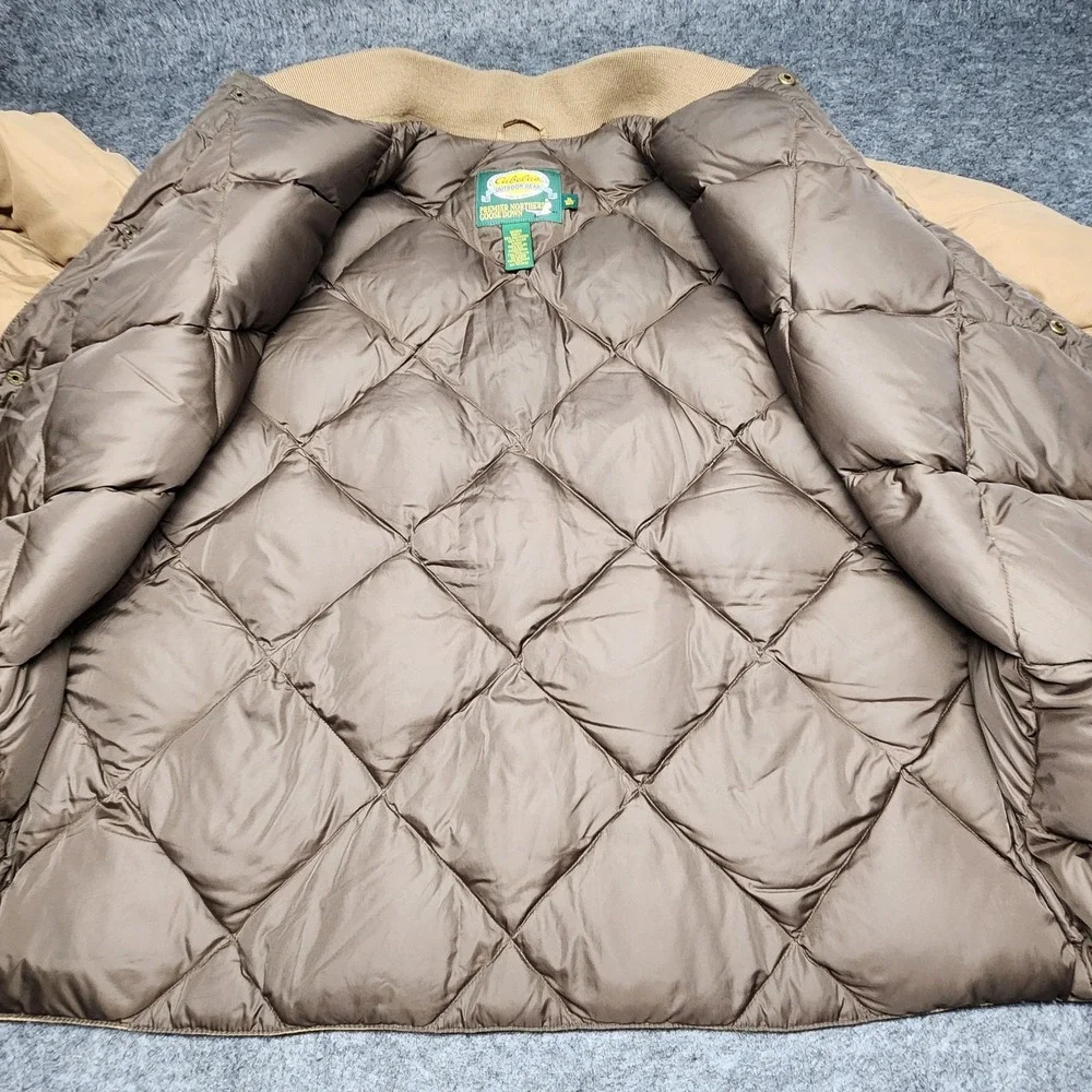 Cabelas Mens Premier Northern Goose Down Jacket Quilted Puffer Bomber XL Green